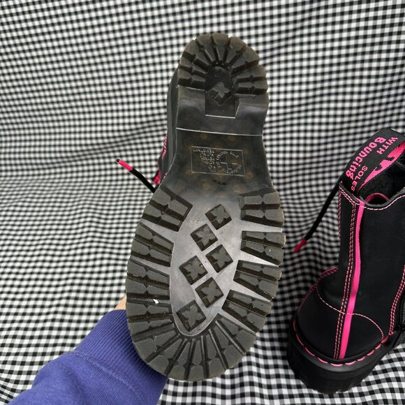 Dr Martens Jadon II Boot Neon Star Leather Platform Boots Black Pink Women's 8 - Picture 6 of 6